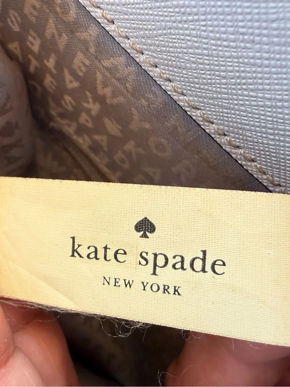 Kate Spade New York Saffiano Leather Structured Satchel Light Gray Gold Hardware